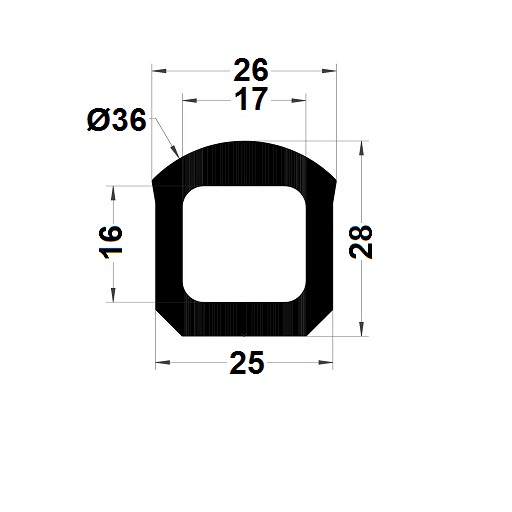 Bumper profile - 28x25 mm