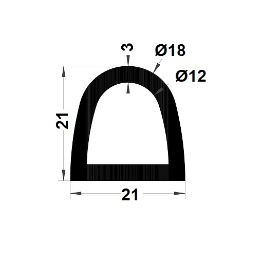 Bumper profile - 21x21 mm