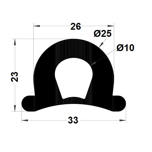 Bumper profile - 23x33 mm