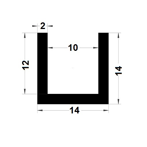 U Profile - 14x14 mm