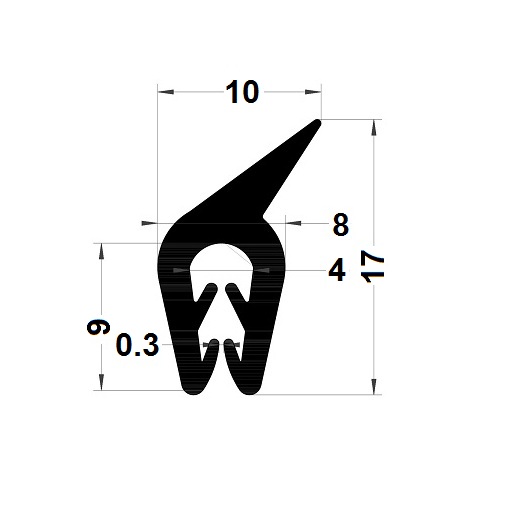 H profile 2 hardnesses - 10x17 mm