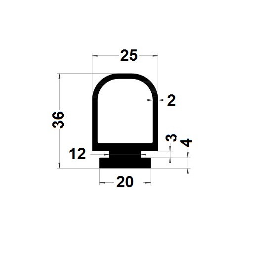 Hollow profile - 36x25 mm