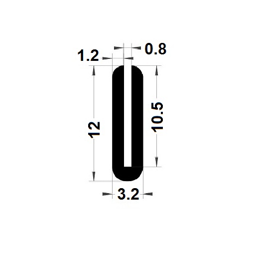 Profilé en U arrondi - 12x3,20 mm