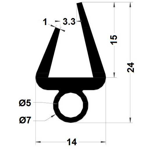 Hollow U Profile - 24x14 mm