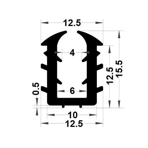 Glazing seal - 15,50x12,50 mm