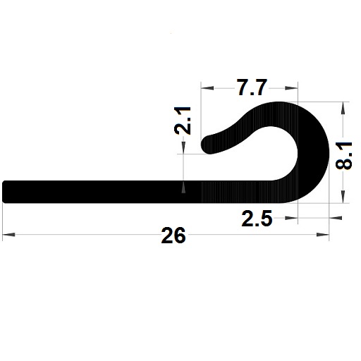 Profilé en U arrondi - 8,10x26 mm