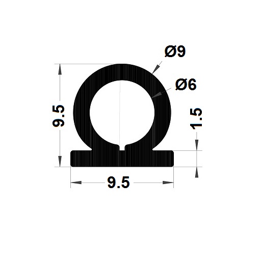 Bumper profile - 9,50x9,50 mm