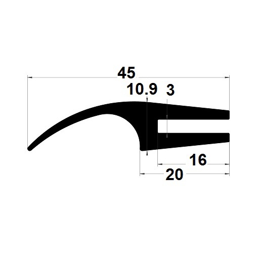 H profile - 15,90x45 mm