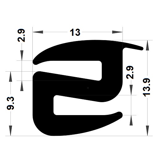 Profilé de pare-brise - 13,90x13 mm