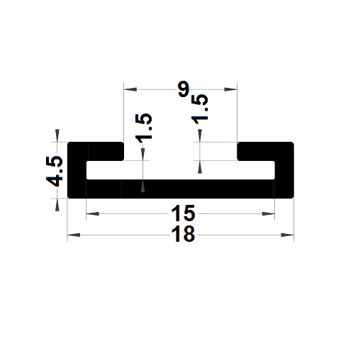 Edge covers profile - 4,50x18 mm