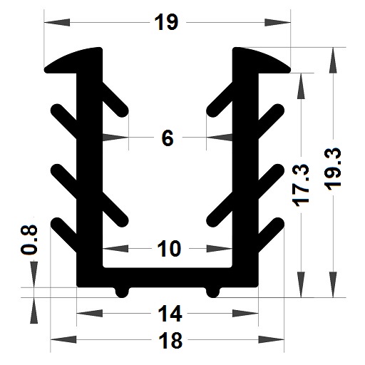 Glazing seal - 19,30x19 mm