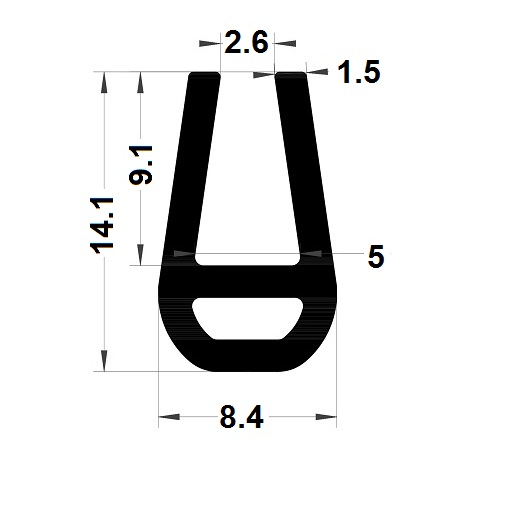 Profilé en U tubulaire - 14,10x8,40 mm