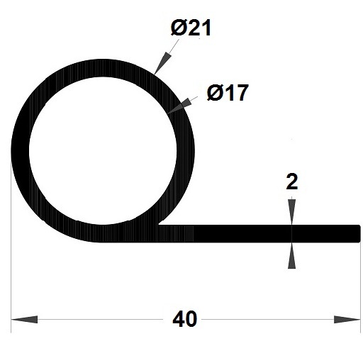 P Profile - 21x40 mm