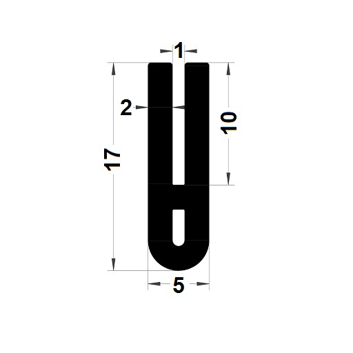 Profilé en U tubulaire - 17x5 mm