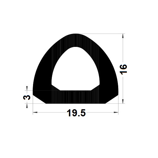 Bumper profile - 16x19,50 mm