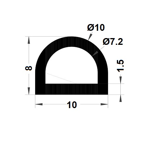 Bumper profile - 8x10 mm