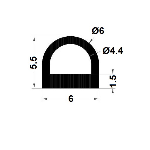 Bumper profile - 5,50x6 mm