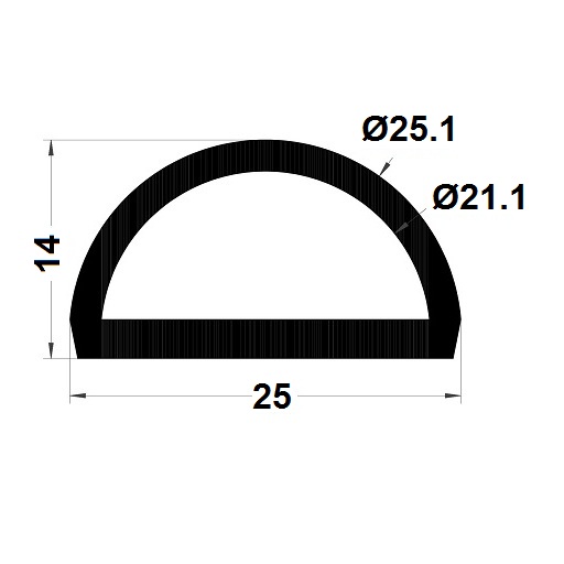 Bumper profile - 14x25 mm