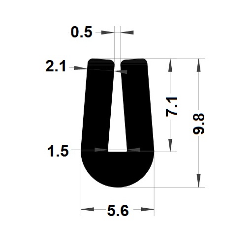 Profilé en U arrondi - 9,80x5,60 mm
