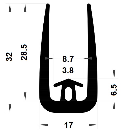 Veranda & conservatory gasket - 32x17 mm