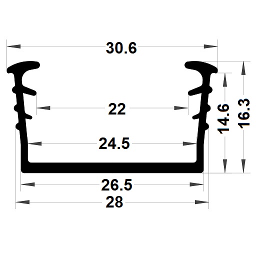 Joint vitrage - 16,30x30,60 mm