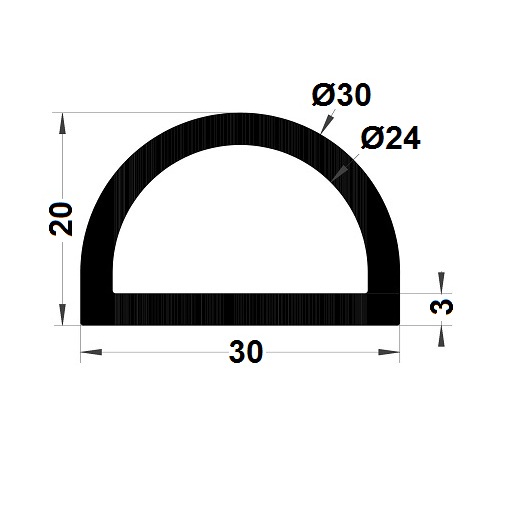 Bumper profile - 20x30 mm