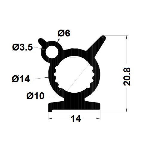 Hollow profile - 20,80x14 mm