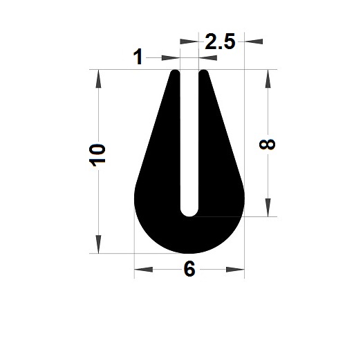 Profilé en U arrondi - 10x6 mm