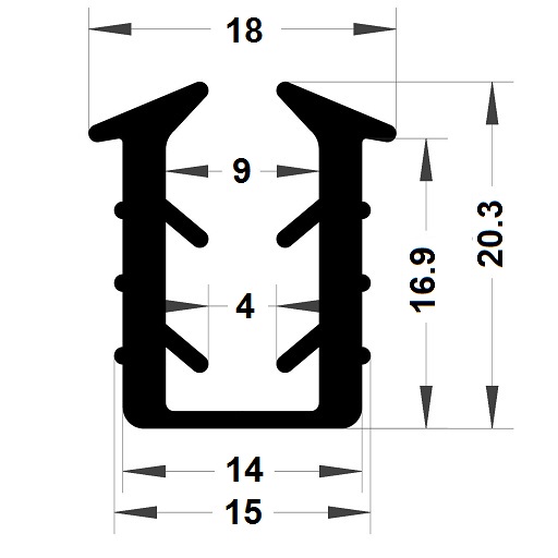 Glazing seal - 20,30x18 mm