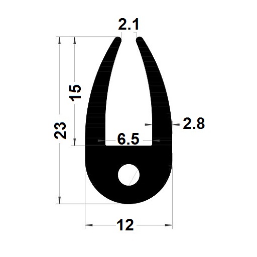 Profilé en U tubulaire - 23x12 mm