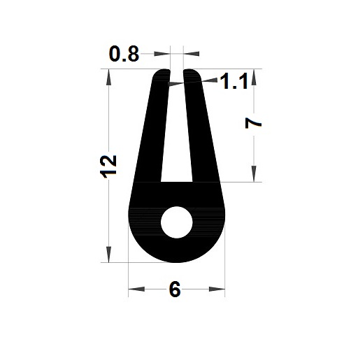 Profilé en U tubulaire - 12x6 mm