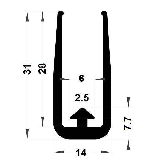 Veranda & conservatory gasket - 31x14 mm