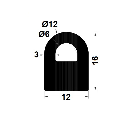 Bumper profile - 16x12 mm