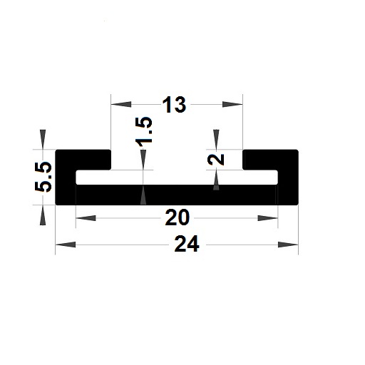 Edge covers profile - 5,50x24 mm