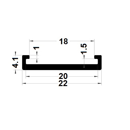 Edge covers profile - 4,10x22 mm