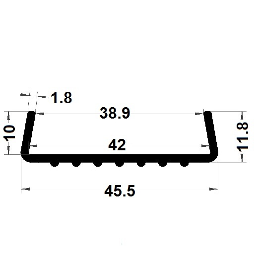 Profilé en U avec double adhésif - 11,80x45,50 mm