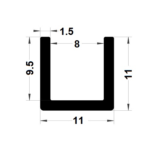 Profilé en U - 11x11 mm