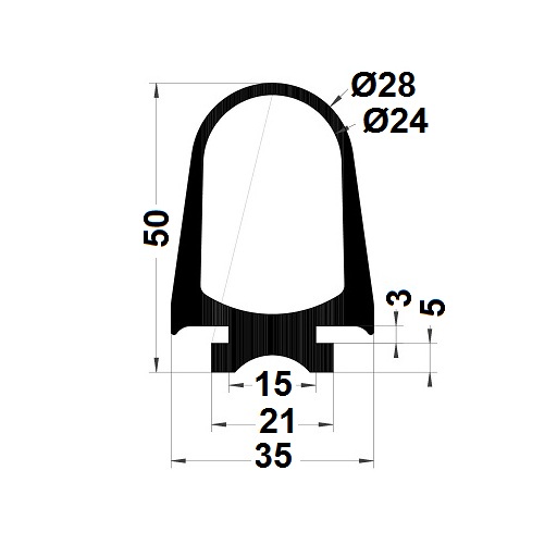 Hollow profile - 50x35 mm