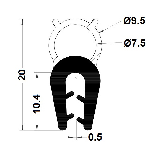 Hollow U Profile - 20x9,5 mm