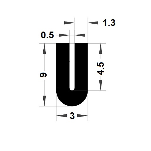 Profilé en U arrondi - 6x3 mm