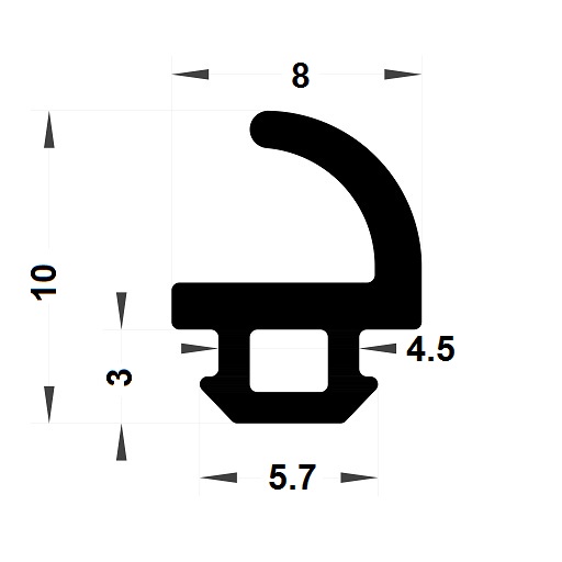 Carpentry gasket - 10x8 mm