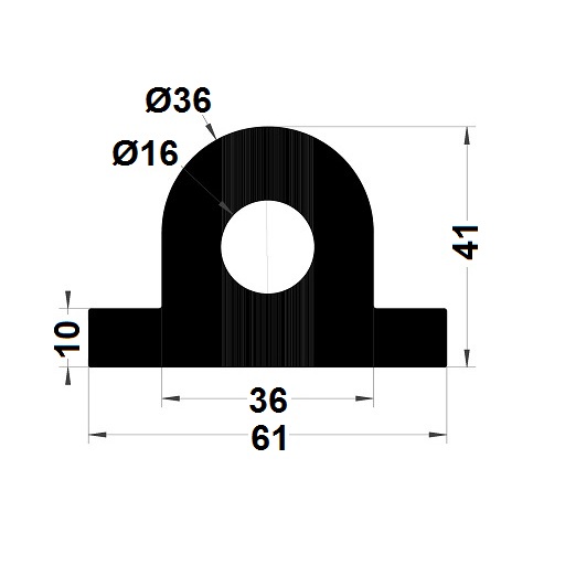 Bumper profile - 41x61 mm