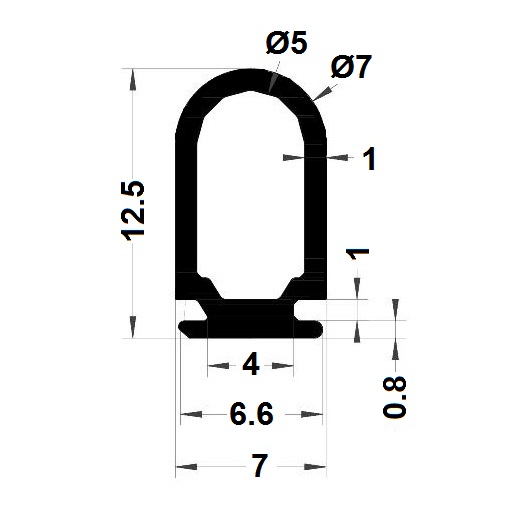 Hollow profile - 12,50x7 mm