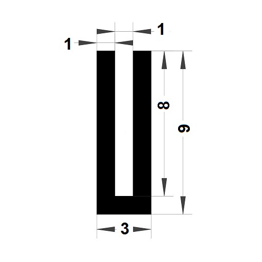 U Profile - 9x3 mm