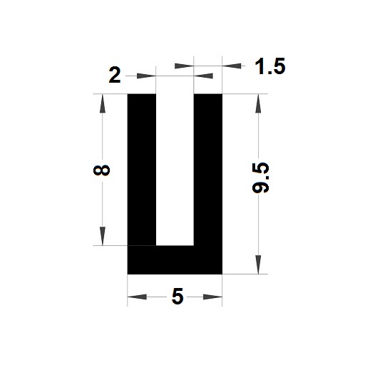 Profilé en U - 9,50x5 mm