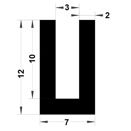 U Profile - 12x7 mm