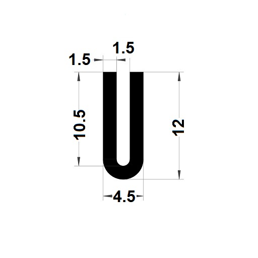 Profilé en U arrondi - 12x4,50 mm
