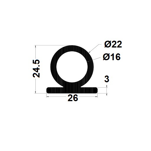 Bumper profile - 24,50x26 mm