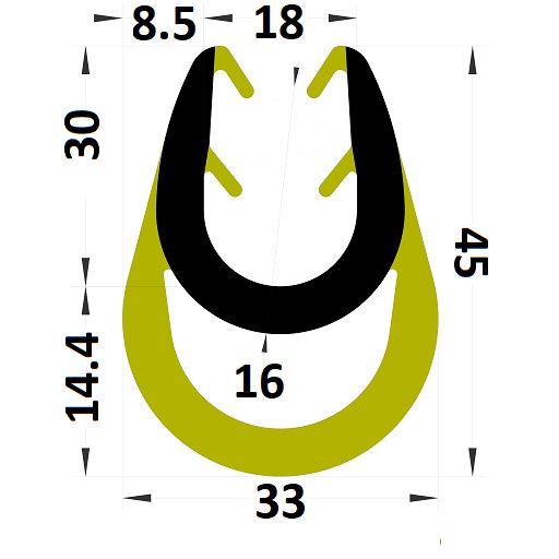 Antichoc jaune & noir pour tôle de 5 à 11 mm