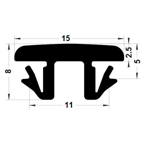 Joint cache-rainure universel - 7,60x14,80 mm